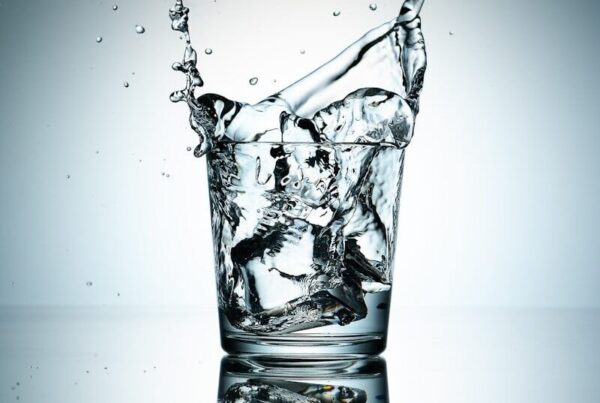 a glass filled with water on top of a table